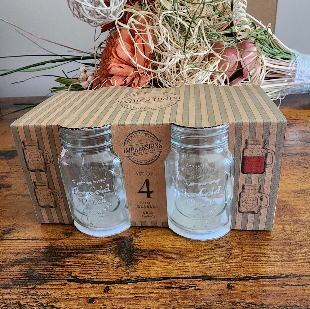 New Impressions Glass Jar Shot Glasses. - Picture 2 of 5